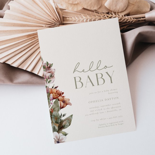 HEJ BABY | Sage & Ivory Modern Boho Baby Shower Inbjudningar (Skapare uppladdad)