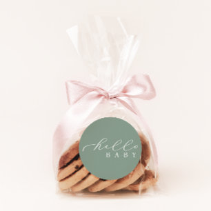 Hej Baby Sage Minimalist Script Baby Shower Runt Klistermärke
