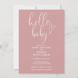 Hej Baby Script Dusty Ro Rosa Girl Baby Shower Inbjudningar