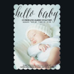 Hej Baby Script Photo Birth-meddelande I Meddelande<br><div class="desc">Roligt och vismiskt födelsetillkännagivande med kalligrafi och mönstrad bakgrund. Detta tillkännagivande finns i olika typsnitt.</div>
