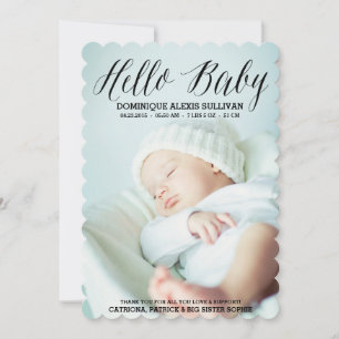 Hej Baby Script Photo Birth-meddelande Meddelande