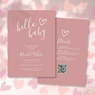 Hej Baby Shower Allt-i-ett Dammt Rosa Inbjudningar