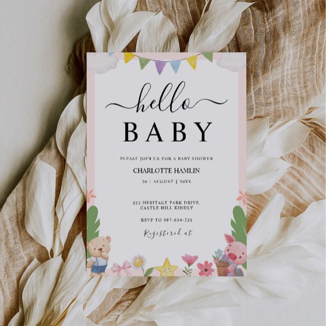 Hej Baby Shower bröllop Inbjudningar (Hello Baby Shower wedding Invitation)