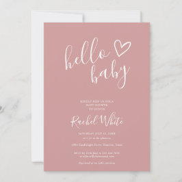Hej Baby Shower Dusty Ro Rosa Flicka Photo Inbjudningar