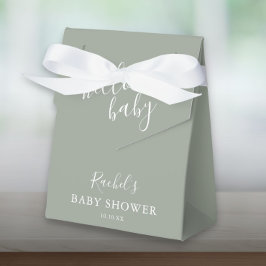 Hej Baby Shower Gender Neutral Boho Sage Grönt Presentaskar
