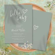 Hej Baby Shower Könsneutral Boho Sälggrön