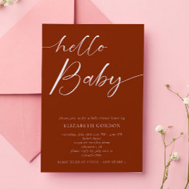 Hej Baby Shower Minimalist Copper Neutralt Boho Inbjudningar