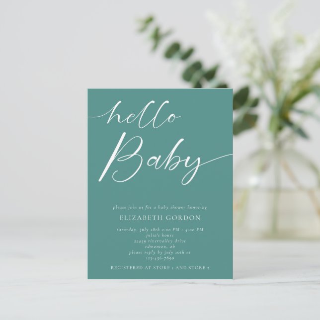 Hej Baby Shower minimalist Gender Neutral Boho Vykort (Stående Fram)