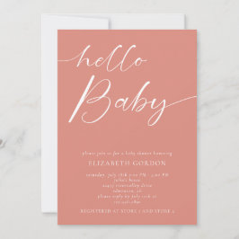 Hej Baby Shower Minimalist Rosa Girl Girl Boho Inbjudningar
