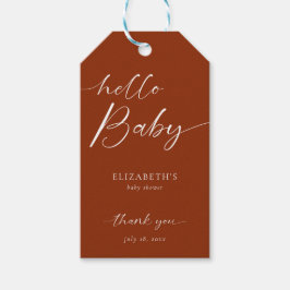 Hej Baby Shower Minimum Copper Neutralt Boho Presentetikett