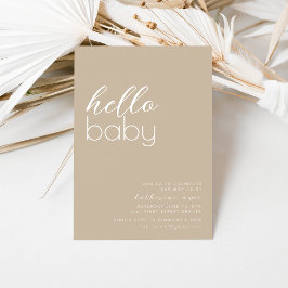 Hej Baby Shower Party bjudandemall Beige Inbjudningar
