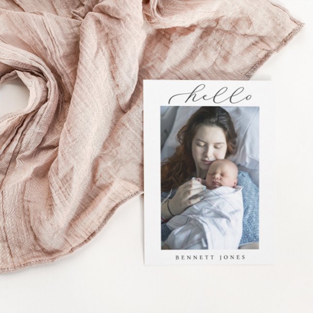 Hej Baby Simple Script Photo Birth Meddelande (Skapare uppladdad)