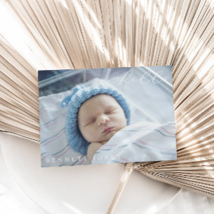 Hej Baby Simple Script Photo Birth Notice Meddelande
