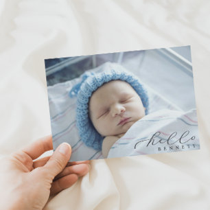 Hej Baby Simple Script Photo Birth Notice Meddelande