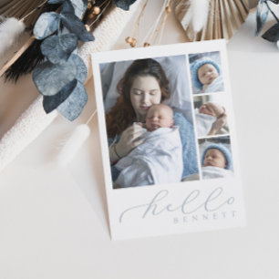 Hej Baby Simple Script Photo Collage Birth Meddelande