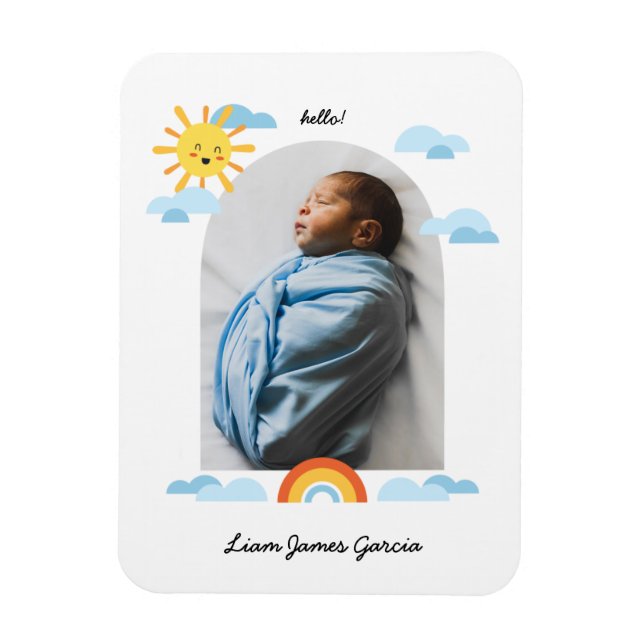 Hej Baby Sol Clouds Rainbow Photo Magnet (Vertikal)