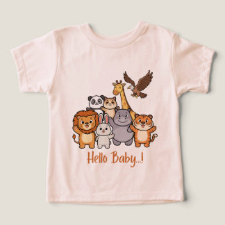 Hej Baby Söt Skogsdjur Barnkammare Baby Show T Shirt