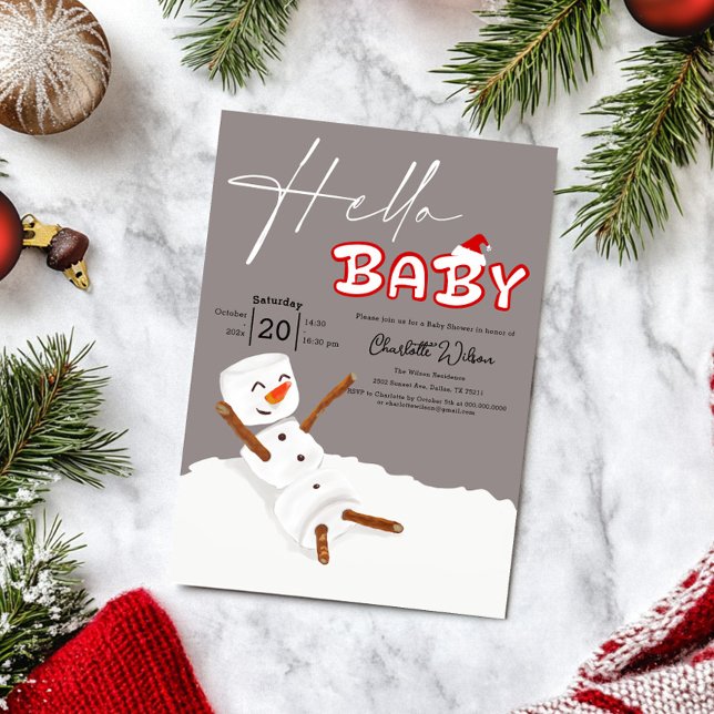 Hej Baby Söt Snömannen Baby Shower Inbjudningar (Skapare uppladdad)