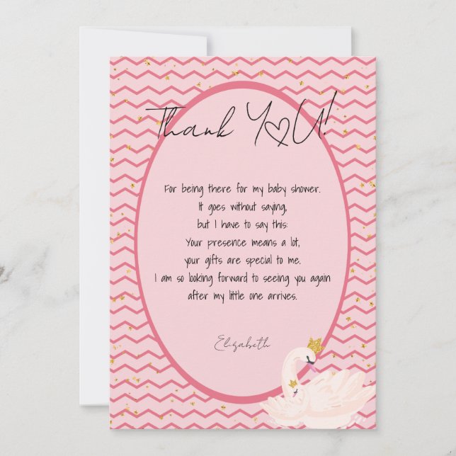 Hej Baby Svan Tack Kort (Framsida)