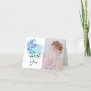 Hej Baby Teal Lila Balloons Baby Shower Tack Kort
