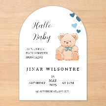 Hej Baby Teddybjörn Bebis Shower Inbjudan