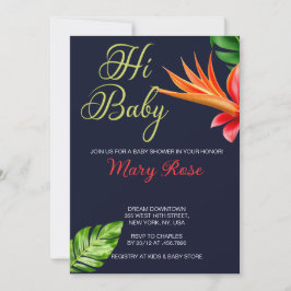 Hej, Baby Tropiska blad och blomma Baby Shower Inbjudningar