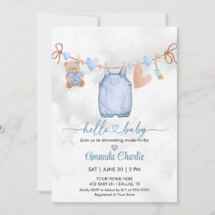 Hej Baby valentins dag Blue Boy-dusch Inbjudningar