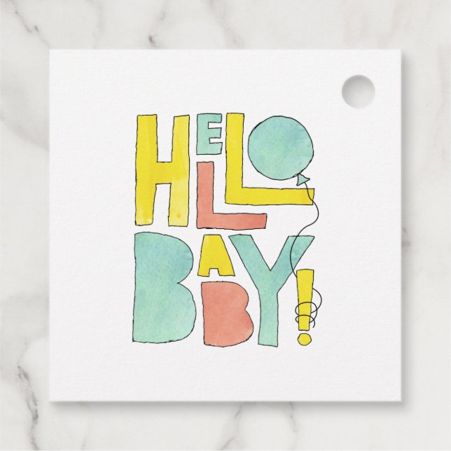 Hej Baby Välkomsthälsning till nyfödda Nyfödd bebi Gåvor Etiketter (Baksida)