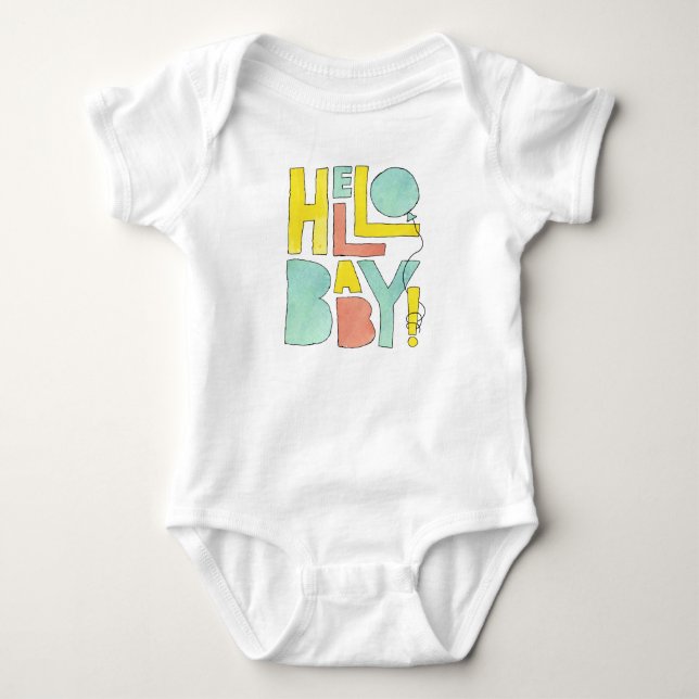 Hej Baby Välkomsthälsning till nyfödda Nyfödd bebi T Shirt (Framsida)