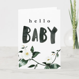 Hej Baby Watercolor Blommigt Kort