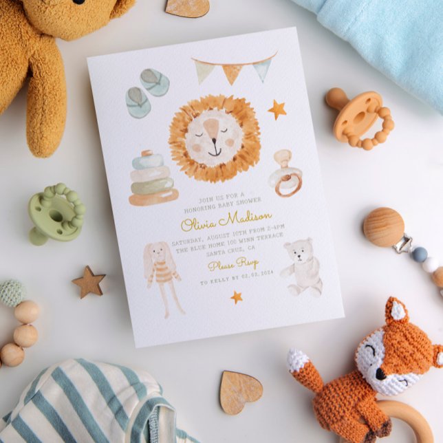 Hej Baby Watercolor Clothes & Leksak Baby Shower Inbjudningar (Skapare uppladdad)