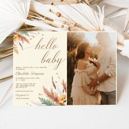 Hej Baby WildblomBaby Shower Photo Inbjudningar