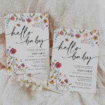 Hej Baby Wildblommes tema Babykläder Inbjudan till