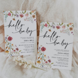 Hej Baby Wildblommes tema Babykläder Inbjudan till