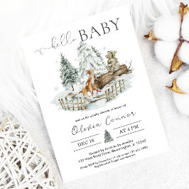 Hej Baby Winter Woodland Baby Shower Inbjudningar