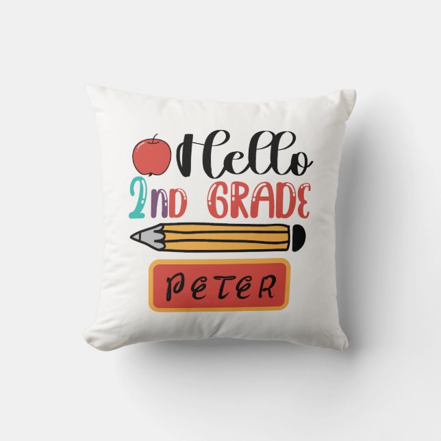 Hej Back to school Roligt vid andra Klass Personli Kudde (Framsida)