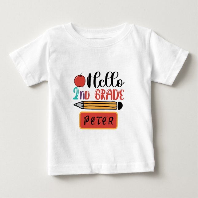 Hej Back to school Roligt vid andra Klass Personli T Shirt (Framsida)