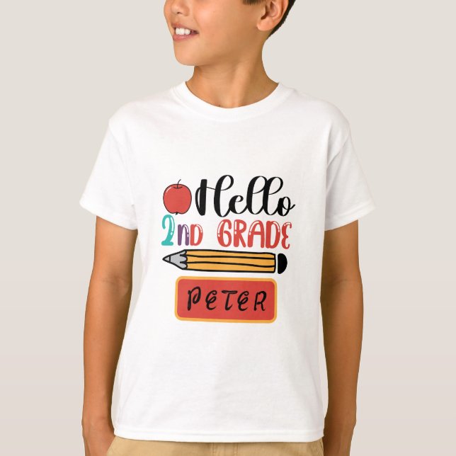 Hej Back to school Roligt vid andra Klass Personli T Shirt (Framsida)