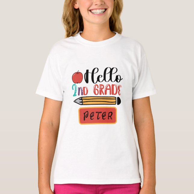 Hej Back to school Roligt vid andra Klass Personli T Shirt (Framsida)