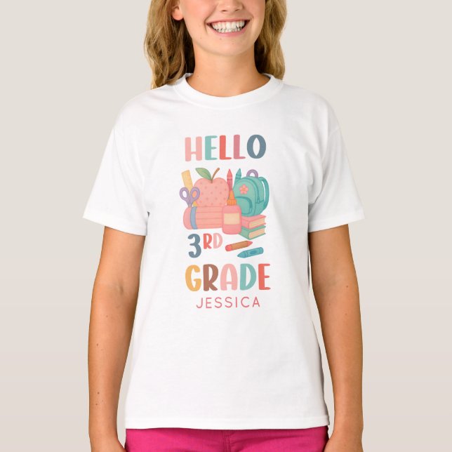 Hej Barn i tredje Klass Back to school T Shirt (Framsida)