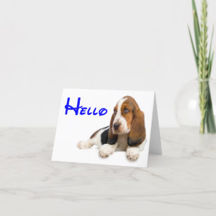 Hej Basset Hound Puppy Hund Note Card Kort