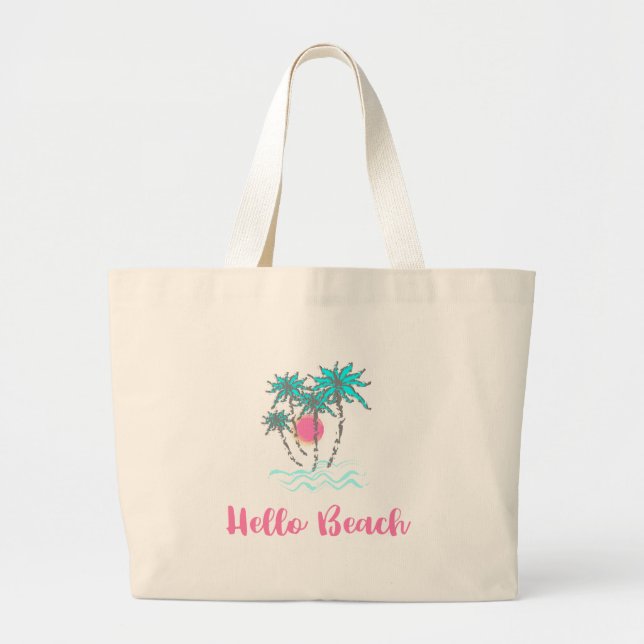 Hej Beach Tropical Stil sommartid Coola Jumbo Tygkasse (Framsidan)