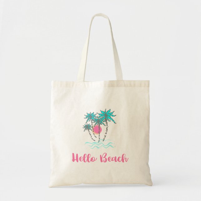Hej Beach Tropical Stil sommartid Roligt Tygkasse (Framsidan)
