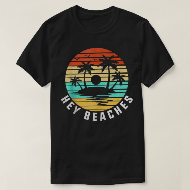 Hej Beacher Hola Retro Sunset Funny Beach Vacation T Shirt (Design framsida)