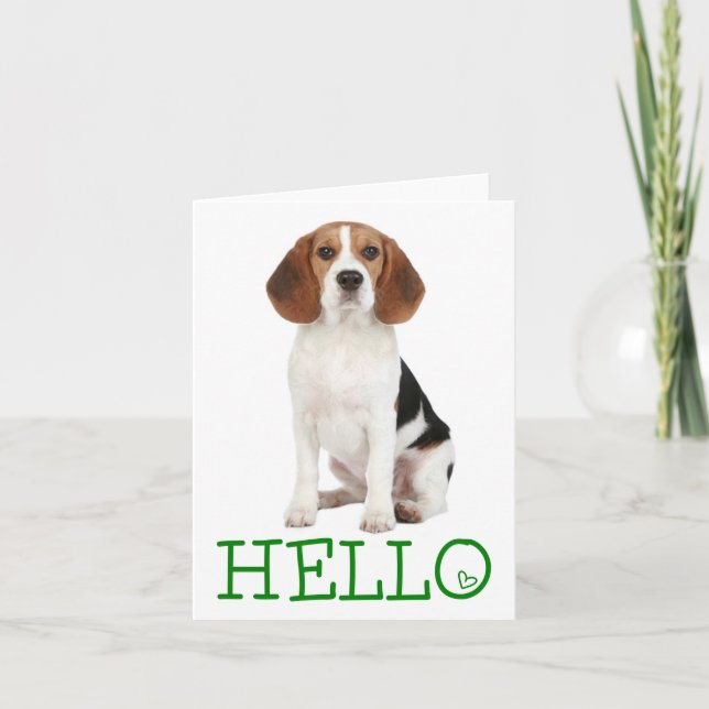 Hej Beagle Valp Hund Blank Notkort Kort (Framsida)