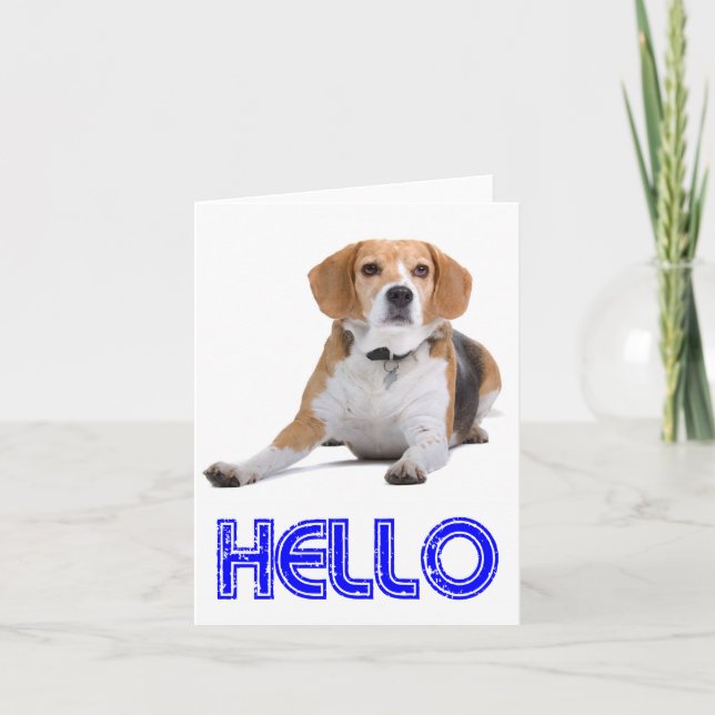 Hej Beagle Valp Hund Blank Notkort Kort (Framsida)