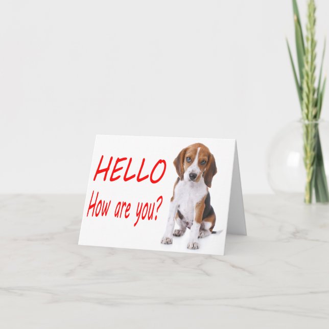 Hej Beagle Valp Hund Röd Blank Notkort Kort (Framsida)