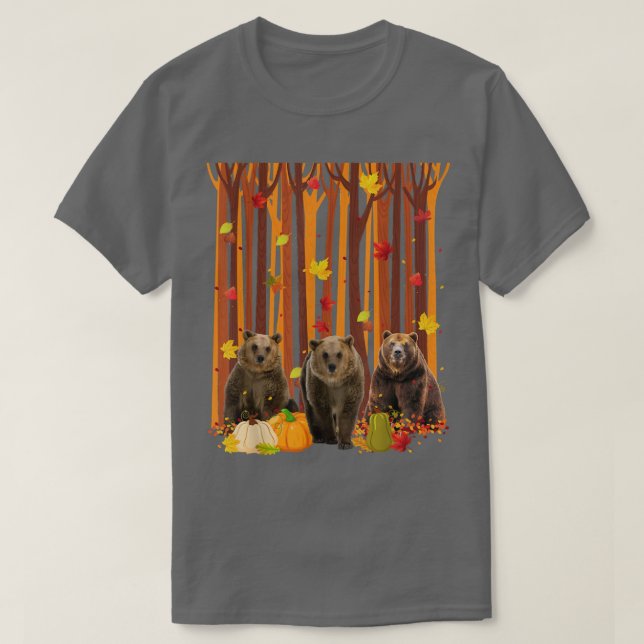 Hej Bear Maple Löv Fall Pumpkin Manar Wom T Shirt (Design framsida)