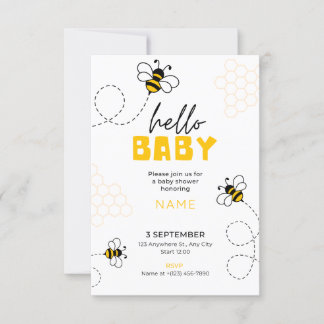 hej bebis, baby shower inbjudan söt bi