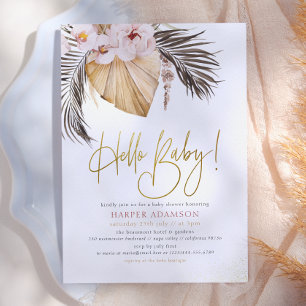 Hej Bebis Boho Pampasgräs & Tropisk Palm Inbjudningar